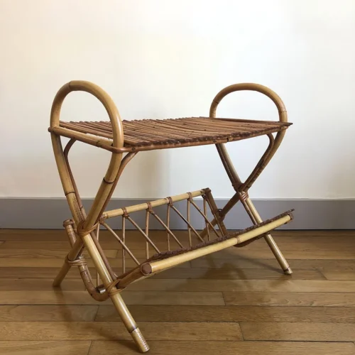 Table basse rotin porte-revues