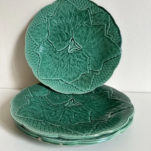 Série de 4 assiettes Gien feuille de vigne