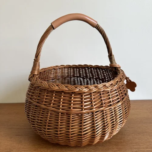 Panier osier et cuir