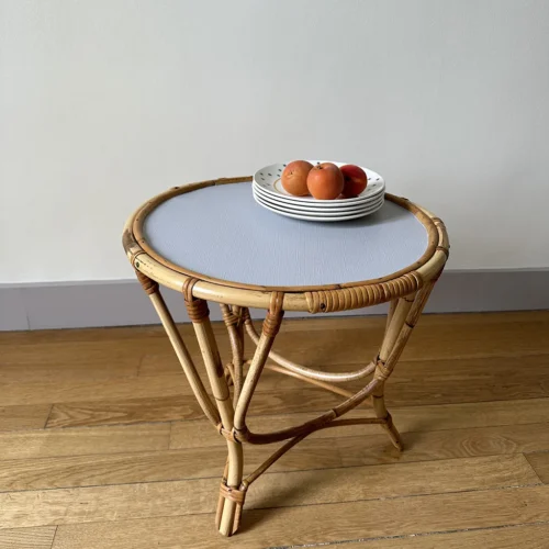Petite table rotin vintage