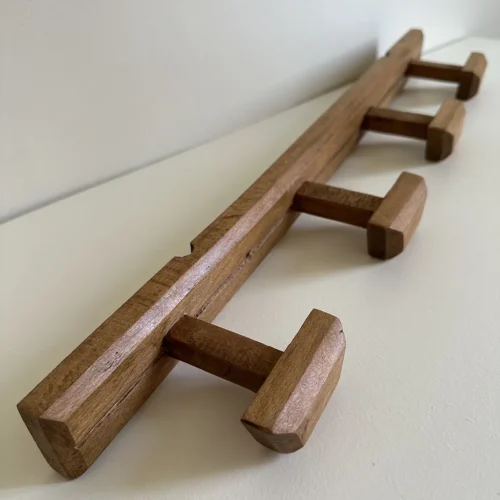 Patère ancienne 4 têtes bois massif