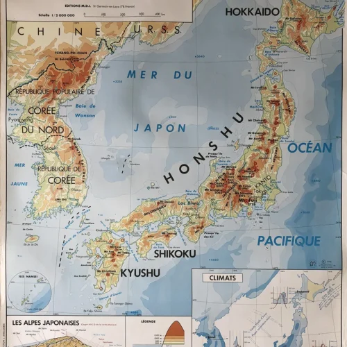 Carte scolaire vintage Japon