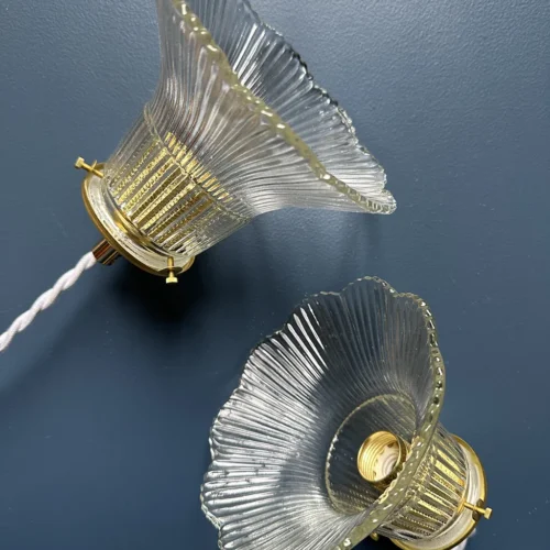 Duo de baladeuses avec verre ancien holophane