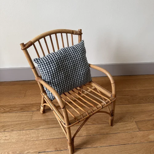 Fauteuil rotin et coussin