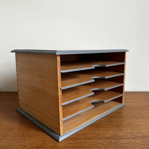 Casier rangement vintage en hêtre