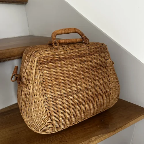 Valise osier vintage